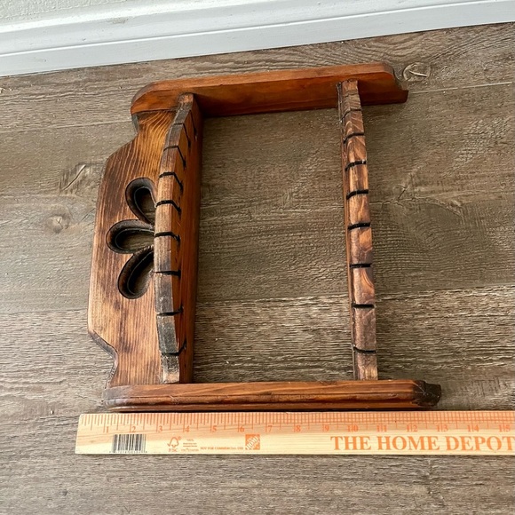 Rustic Brown Wooden Wall Shelf - Picture 3 of 11